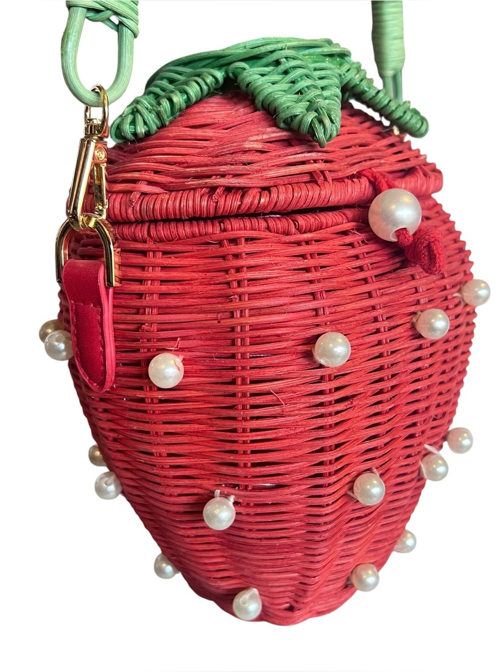 Kate Spade x Target NWT Pearl Embellished Wicker Strawberry Bag Basket Bucket - Picture 3 of 12